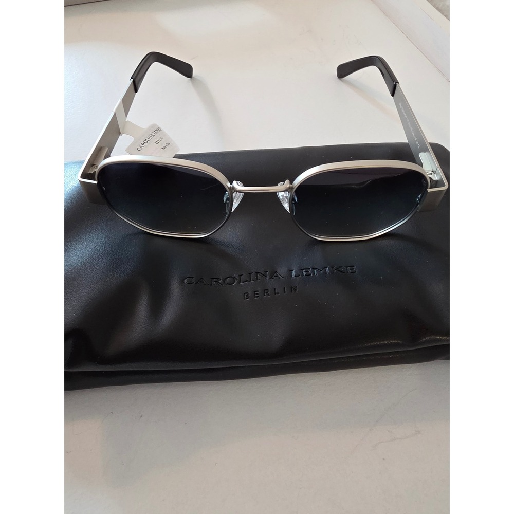 Carolina Lemke Berlin CL3306-04 Silver Metal Geometric Sunglasses Blue Gradient